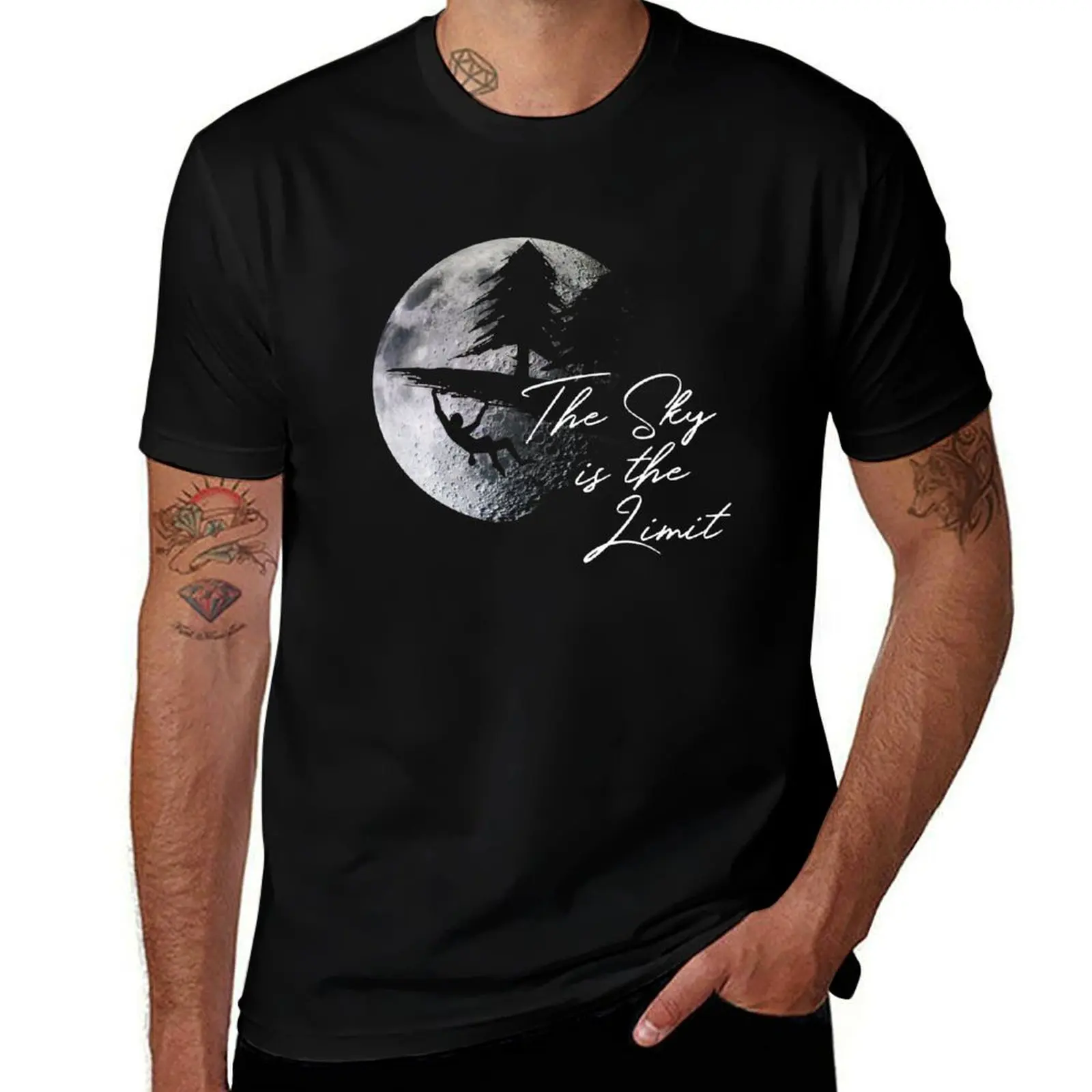 

Sky Is The Limit Funky Moon Climber Motivational Artwork T-Shirt t shirt man casual t shirt man cotton
