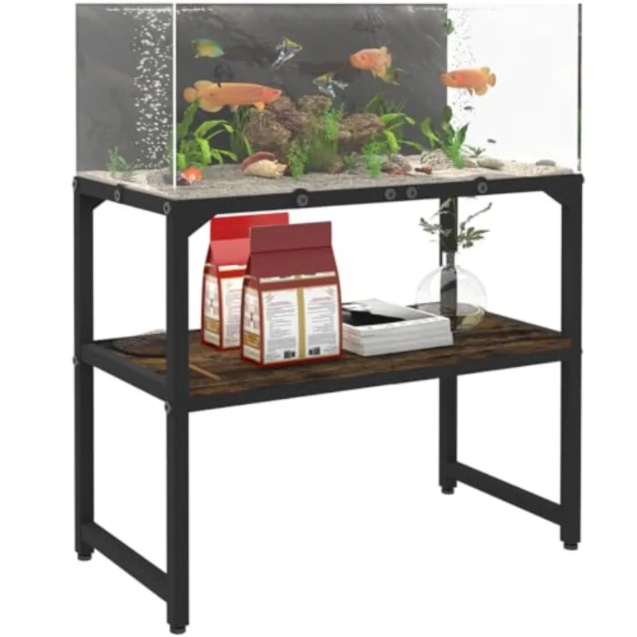 

Fish Tank Stand with Shelf for Storage, 2 Tiers Metal Aquarium Stand, Breeder Tank Turtle Reptile Terrariums Stand Rack for Hom