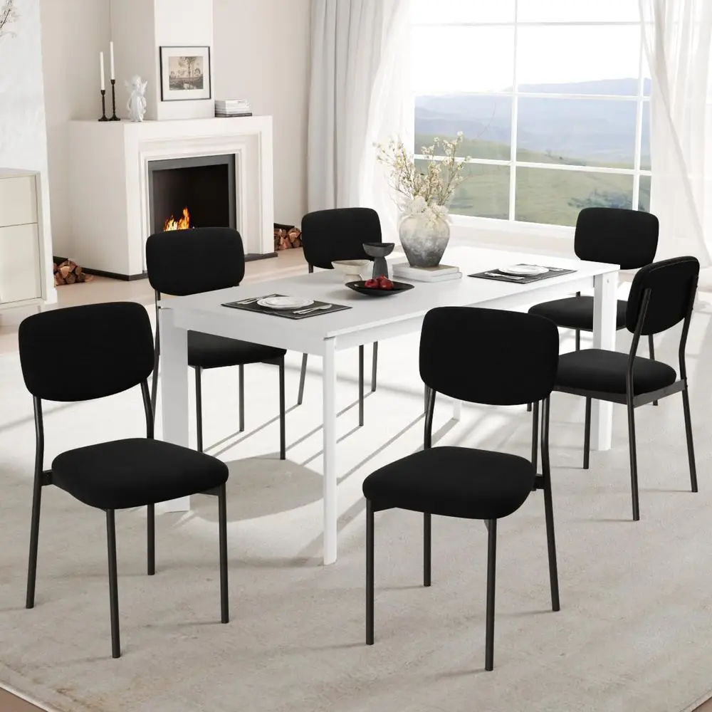 

Upholstered Dining Chairs Set of 6, Stackable Modern Dining Room Chairs, Kitchen Chairs w Soft Velvet Backrest amp Sturdy Metal