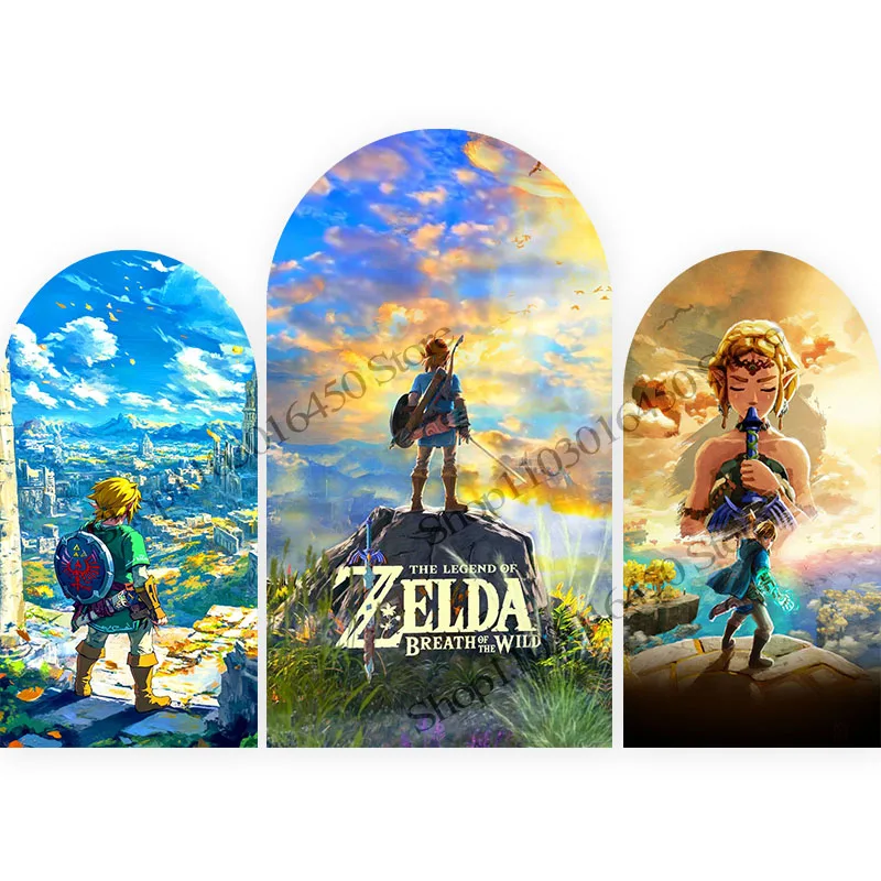 

Двусторонний фон для фотосъемки The Legend of Zelda Arch, игровая тема, полиэстер, реквизит для студии на день рождения для мальчиков, декор