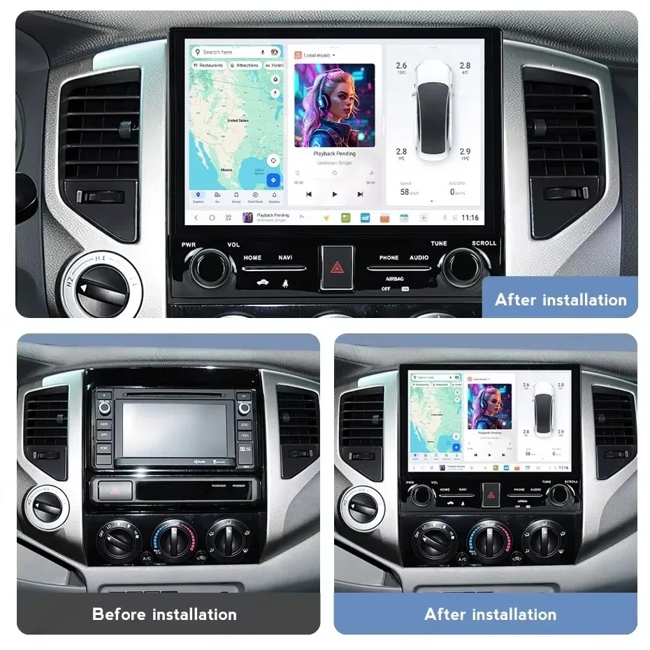 Android15 Car Radio Head Unit For Toyota Tacoma 2005-2015 WIFI GPS Navigation 10.2inch Wireless Carplay Multimedia Stereo Player