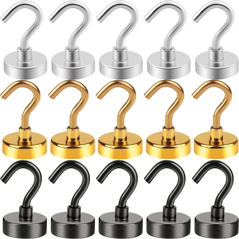 10-40PCS 16mm Gold Black Heavy Duty Magnetic Hook Bathroom Kitchen Tableware Shower Robe Coat Cafe Flower Shop Hanging Hanger