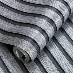 New Black and Gray Grille Imitation Wood Grain Self-adhesive Waterproof Wallpaper New Chinese Style Background Wall Wallpaper