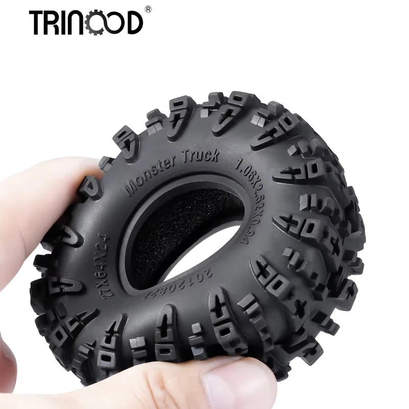 

TRINOOD 1.1" Wheel Tires With Foam Insert 64mm Rubber Tyres for TRX4-M 1/18 RC Crawler Car Upgrade Parts Accessories