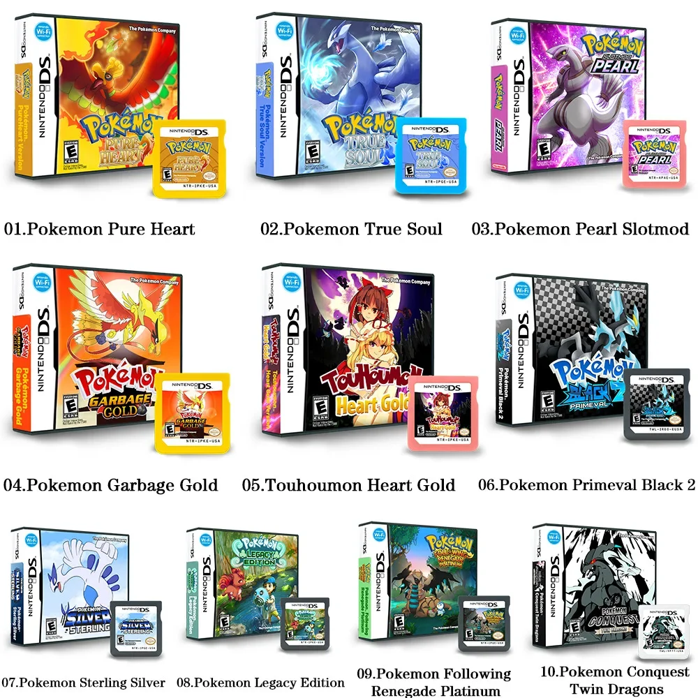 2024 NDS Game Card New Version of The Game Original Black 2 Excellent Silver Pokemon R4 US Version English 3DS DS