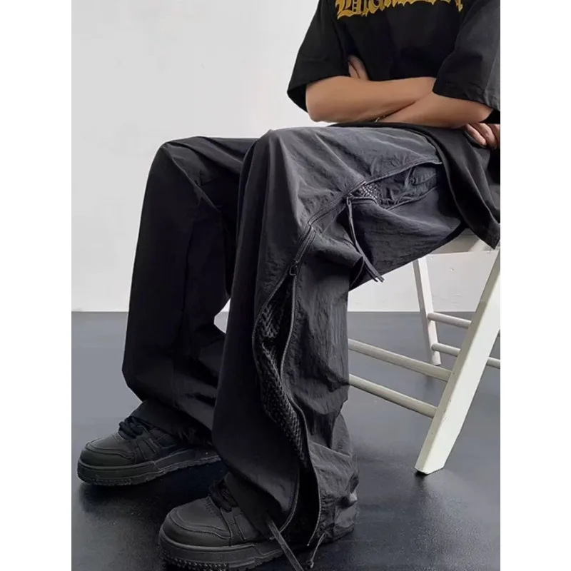 UETEEY Men's Casual Cargo Pants Loose Fit Summer Quick Dry Breathable Mesh Lightweight Outdoor Hiking Drawstring Male Trousers