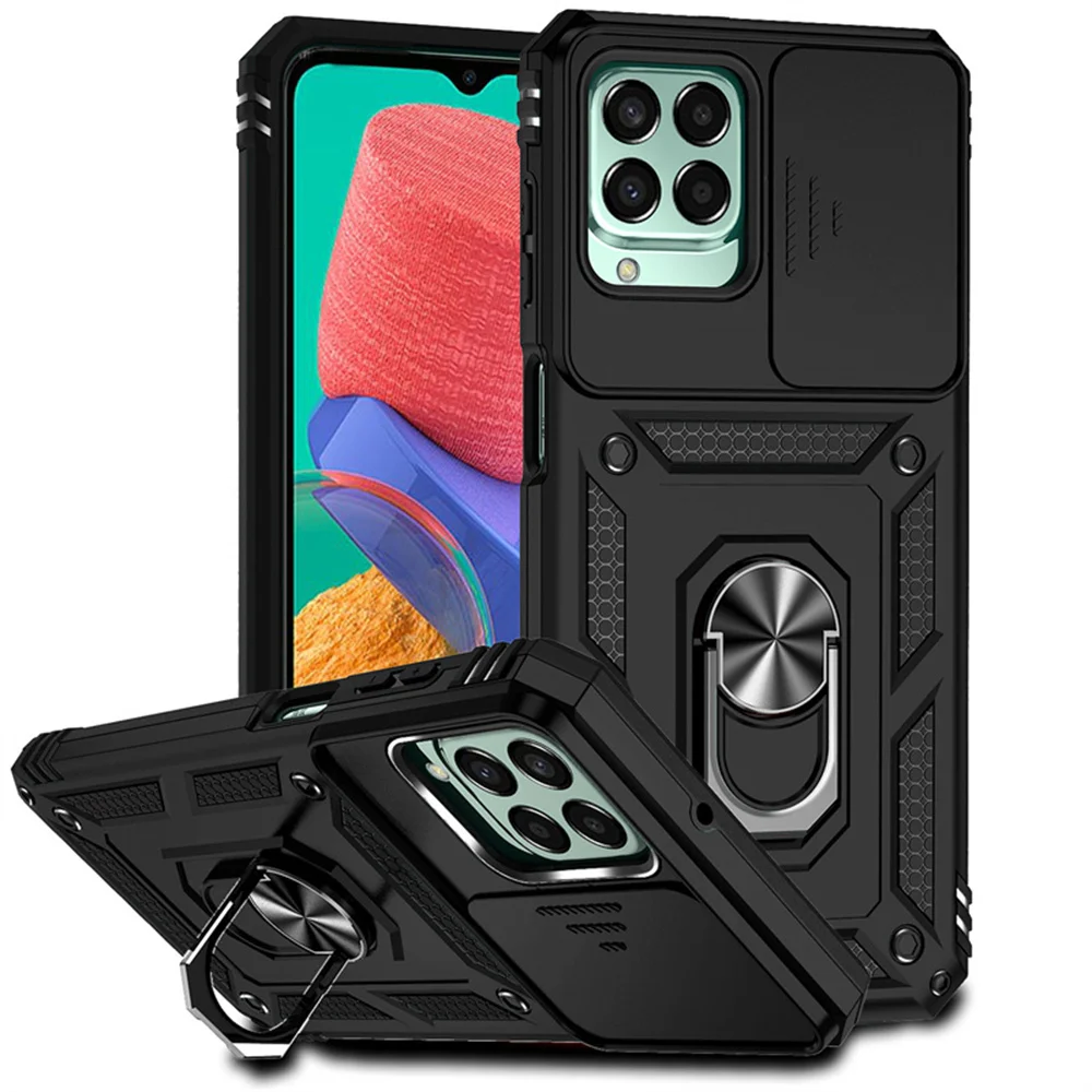 Чехол для Samsung Galaxy M33 5G с роскошным кольцом + задняя крышка с подвижным окном, защитный чехол для Samsung M33 M 33, чехол для телефона SamsungM33