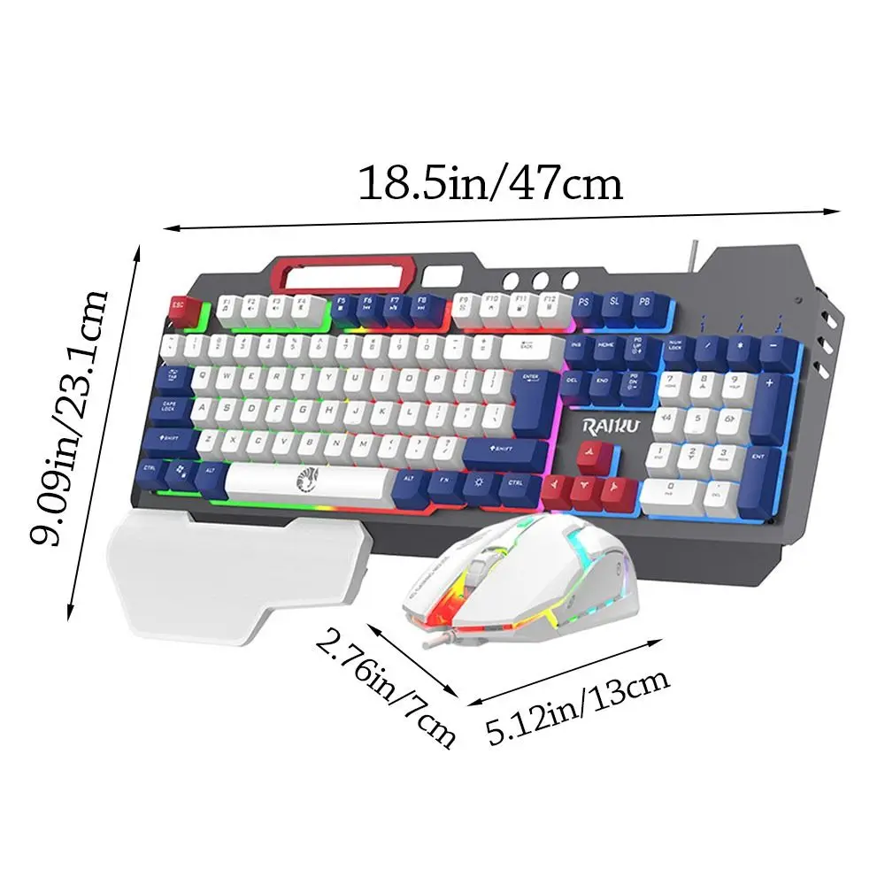 Nuevo Teclado RAIKU T16 de 104 teclas, conexión USB, iluminación RGB, Teclado mecánico para juegos, retroiluminación, teclado luminoso con cable para oficina
