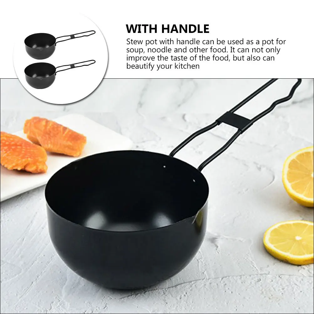

2Pcs Camping Cookware Set Iron Stew Pot with Handle for Soup Cheese Melting Outdoor Cooking Camping Pot Camp Cookware