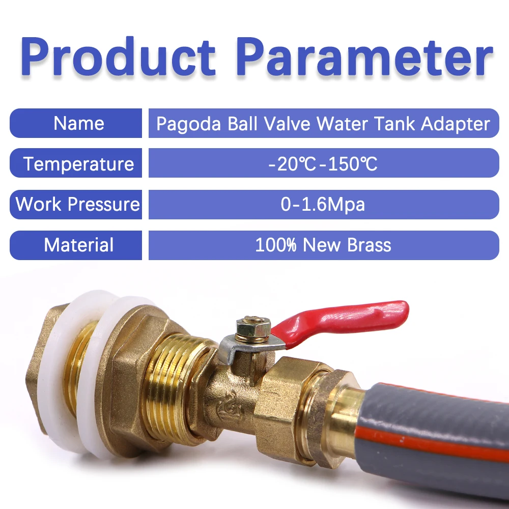 1PC 6-19mm Pagoda Brass Ball Valve Water Tank Adapter for Aquarium Fish Tank Garden Irrigation Pipe Tube Coupling Joint Extender