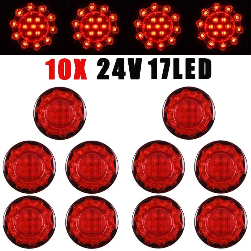 10X العالمي بدوره إشارة ماركر أضواء 24 فولت مقاوم للماء RV قافلة تخييم حافلة مقطورة شاحنة 17 LED جولة تحذير وقف مصباح #1