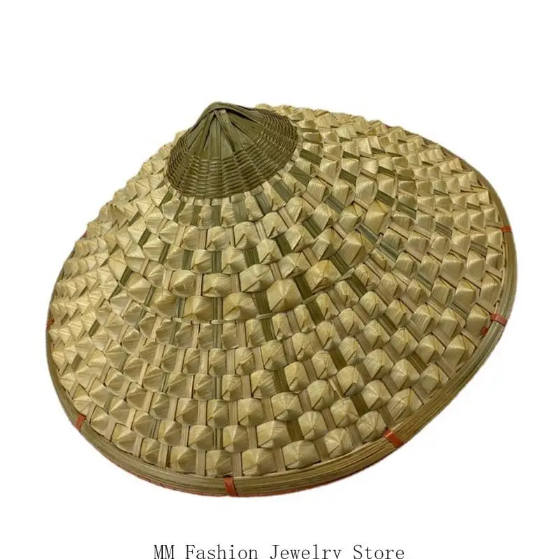 Vintage Asian Style Oriental‎ Woven Straw Large Weave Dome Sun Hat Amazon.com: xihexi Chinese Traditional Hand-Woven Tapered  main image 4