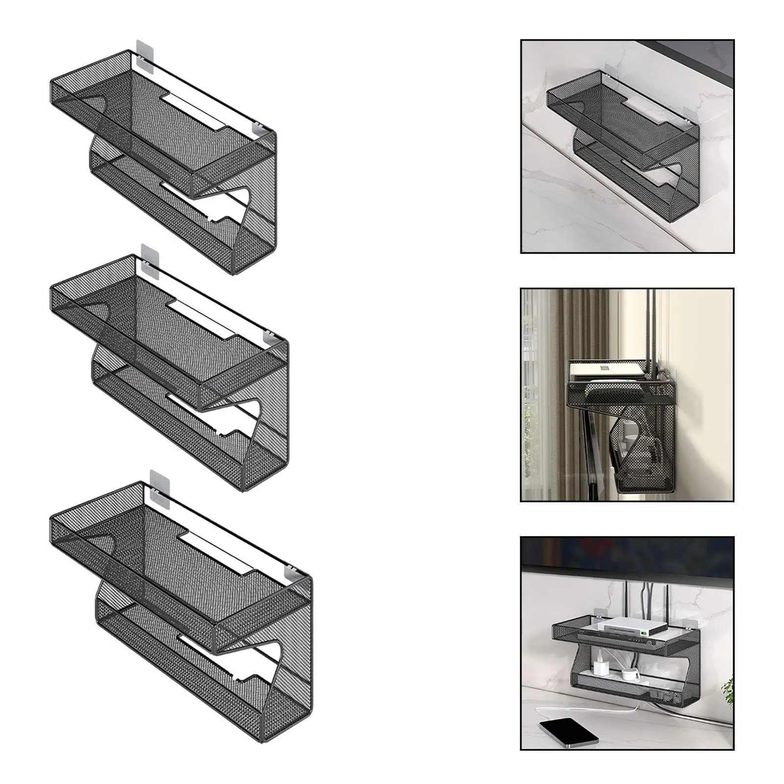 Wall Mounted Router Shelf Router Rack 2 Layers Iron Holder Bracket Basket for