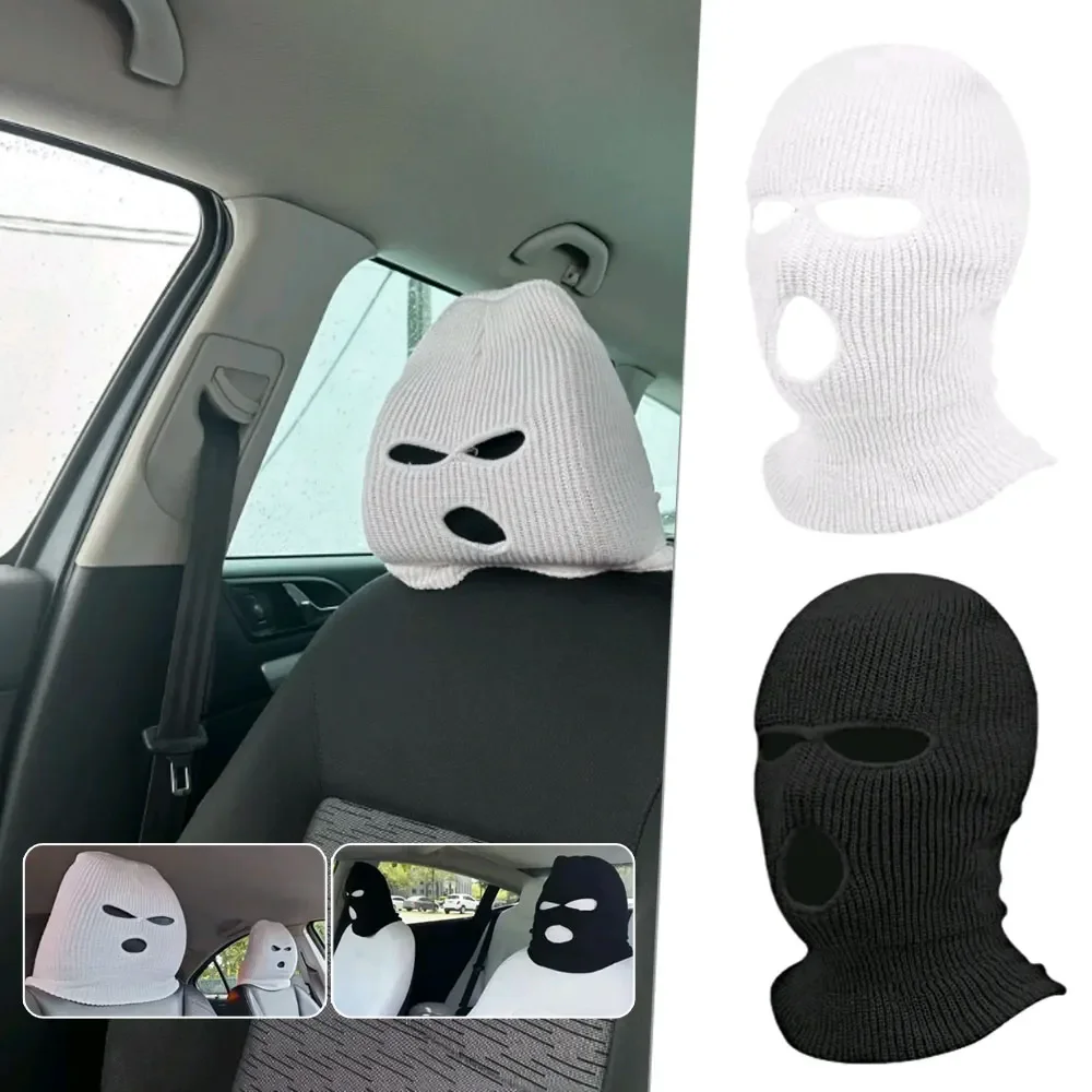 

Universal Car Seat Headrest Cover Balaclava 3Hole Full Cover Halloween Christmas Funny Car Decoration for Tesla BMW Benz Nissan