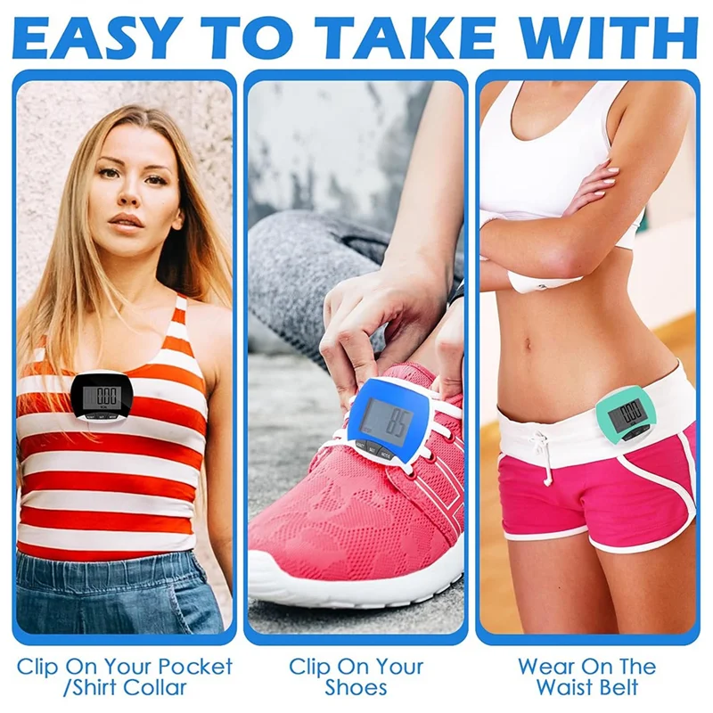 عداد الخطى البسيط المكون من 9 قطع يوميًا لعد خطوات المشي، جهاز تتبع محمول بمشبك على الخطوة لتسجيل استهلاك السعرات الحرارية