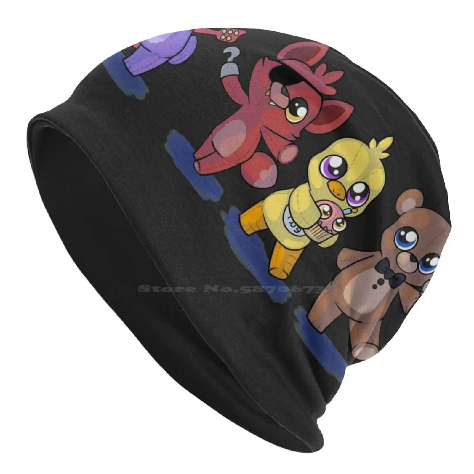 The Plush Gang Men Women Child Beanies Knitted Hats Autumn Winter Fnaf Freddie Chica Bonnie Foxy Geek Gaming Cute Plush