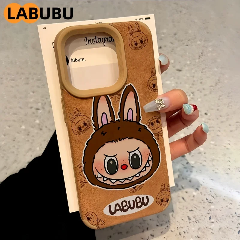 Big Face Labubu Phone Case Anime Peripheral Phone Case Decoration Suitable For Iphone 16/15 Promax Suede Phone Case Soft Shell