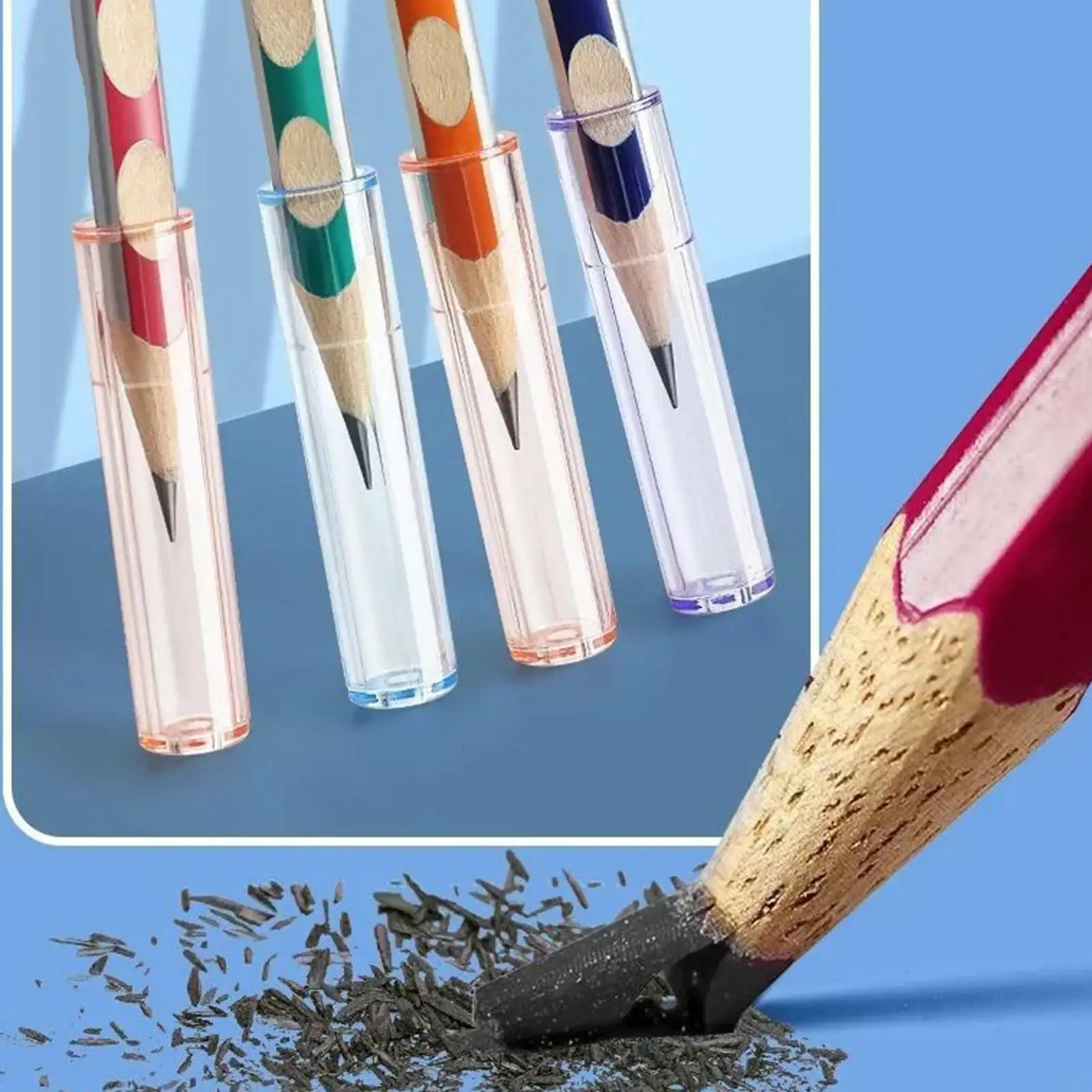 6/50pcs Transparent Colorful Pencil Cap, Anti-Stab Portable Pencil Extender Cover, School Supplies for Home Classroom Office