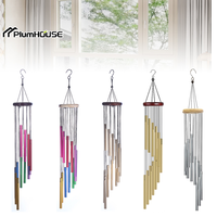 12-Tube Aluminum Alloy Wind Chimes With Hook Bells Rotatable Pipe Windchime Ornaments Outside Home Garden Wedding Party Decor