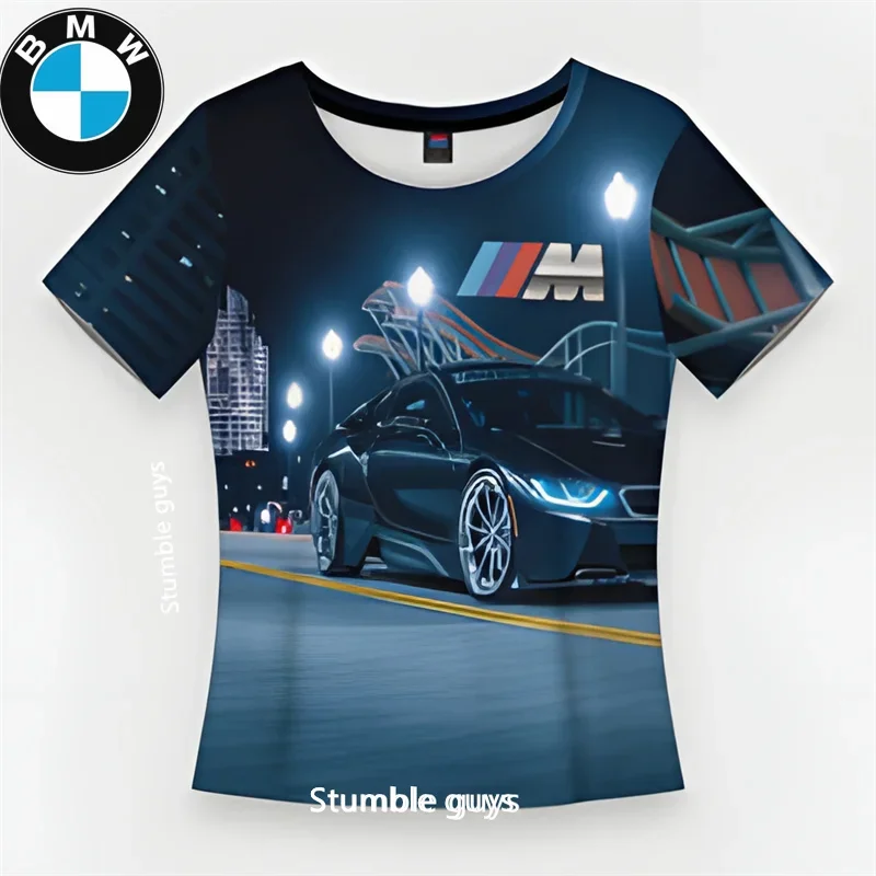 

Womens New Summer BMW Short Sleeve T-shirt Casual Brand Car Clothes Urban Wear