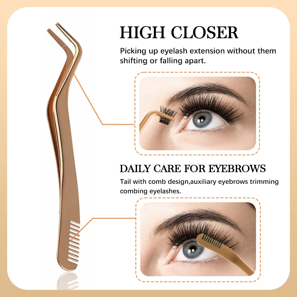 YUANZHIJIE Eyelashes Anti-static Tweezers Non-Magnetic Makeups Easy Make Multi-angle 3D Lashes Accurate Closure lash Supplies