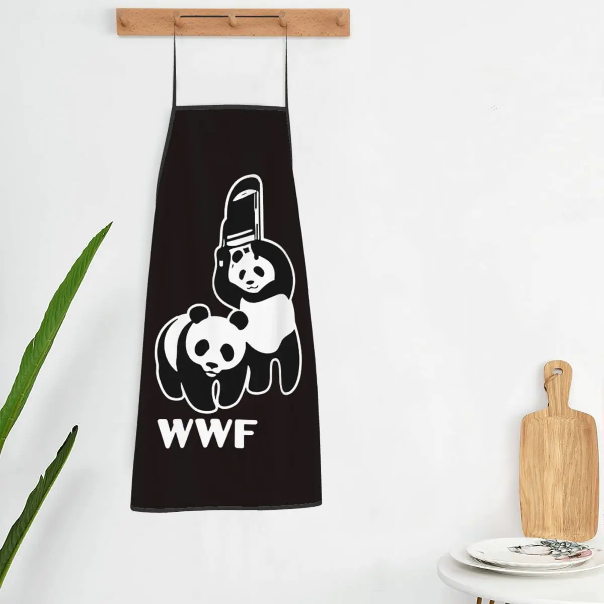 WWF Wrestling Panda Apron Chef Cooking Tablier Waterproof Bib Kitchen Cleaning Pinafore for Women Men Gardening