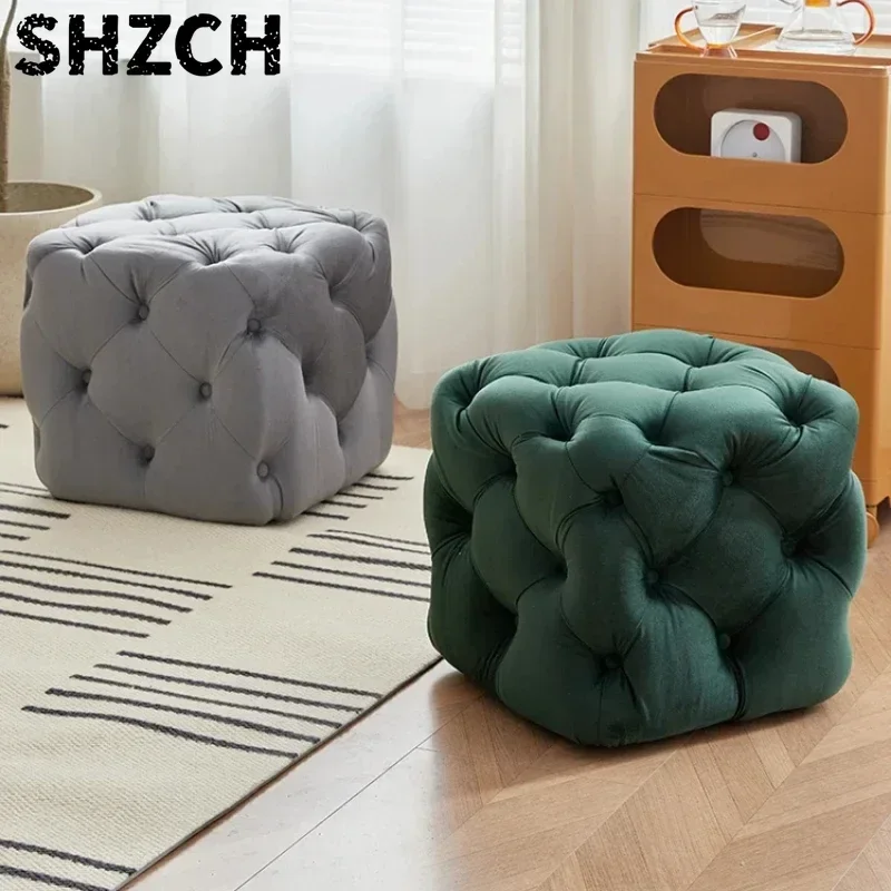 Modern Faux Leather Ottoman Bench Upholstered Footrest Stool for Bedroom or Living Room Contemporary Design by Studio