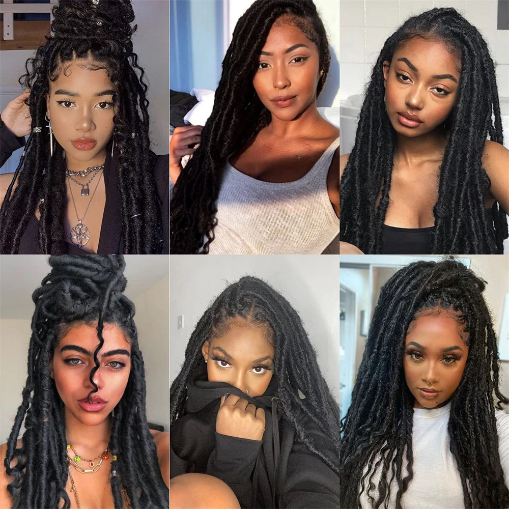 6Packs Goddess Locs Gehaakt Haar 18 Inch Recht Faux Locs Gehaakt Haar voor Vrouwen, Synthetisch Gehaakt Voorgelust Krullend Haar