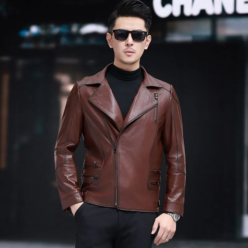

2025 new arrival spring&autumn natural genuine leather casual jackets men,Sheepskin leather coat ,Plus-size M-5XL W2213