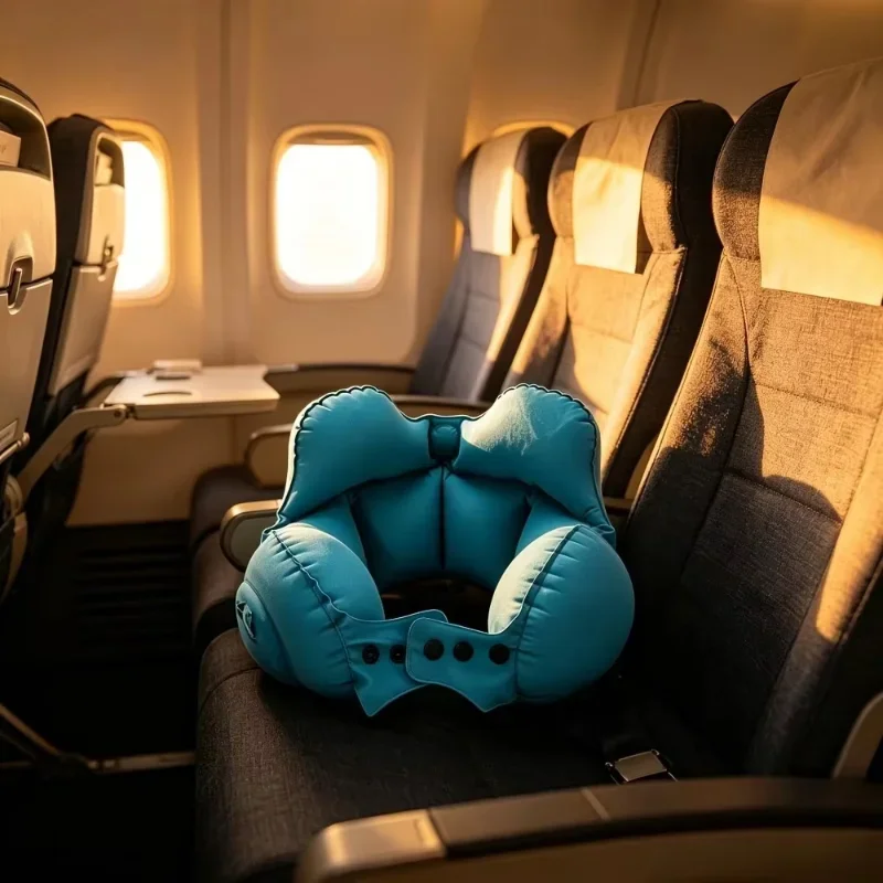 Compressible Inflatable Neck Pillow Portable Travel Cervical Support Pillow Inflatable Air Neck Rest For Plane & Naps
