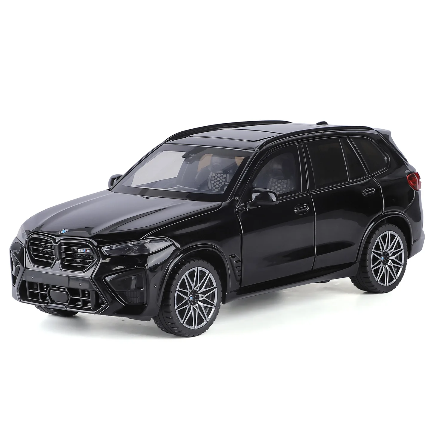 Genuine authorization 1:32 BMW X5M alloy car model light pull back multiple doors can be opened children's room model collection