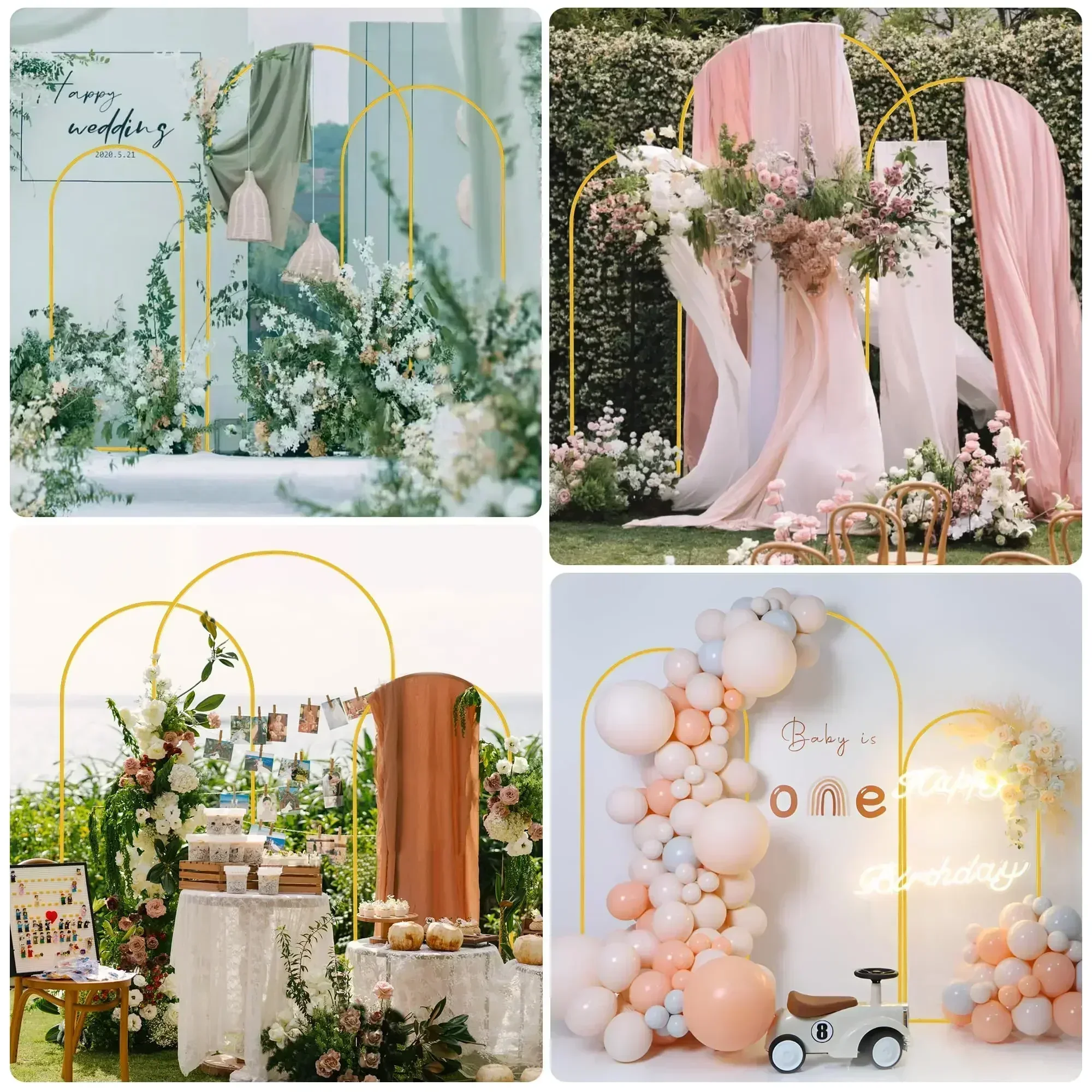 1PCS Metal Arch Stand Wedding frame Arch Balloon Iron Frame Gold Background Stand DIY Birthday Holiday Party Decoration