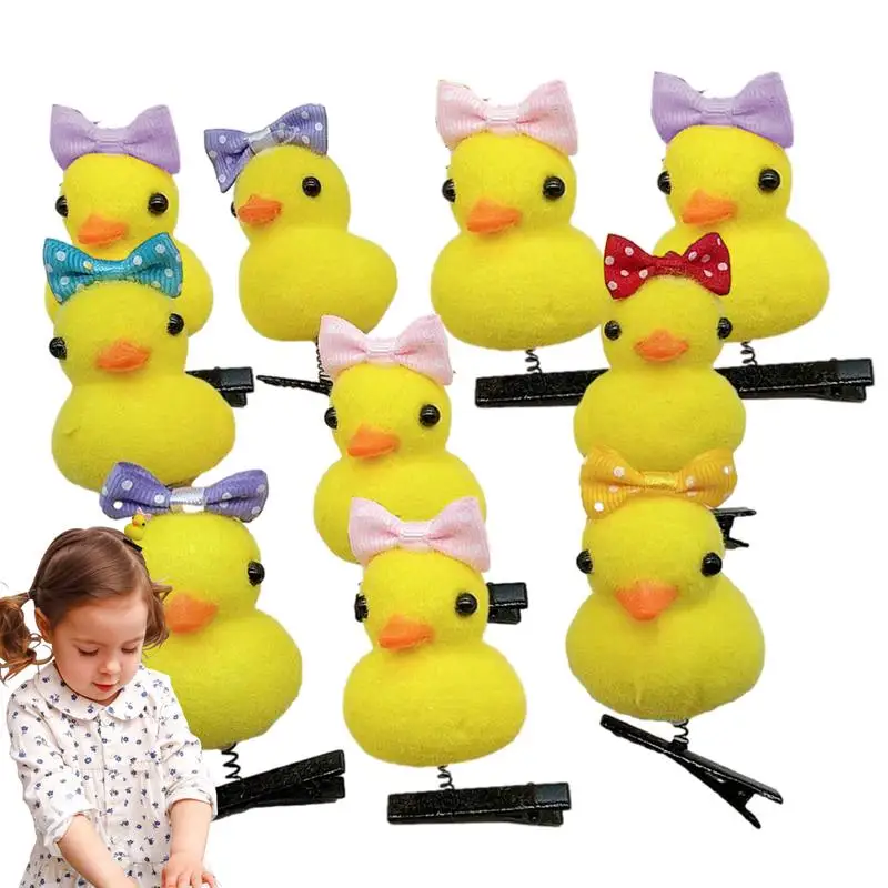 

10PCS Cartoon Duck Plush Hairpin Set Little Yellow Duck Hairpin Soft Yellow Duck Hair Pins Fun Animal Hair Clips For Kids Women