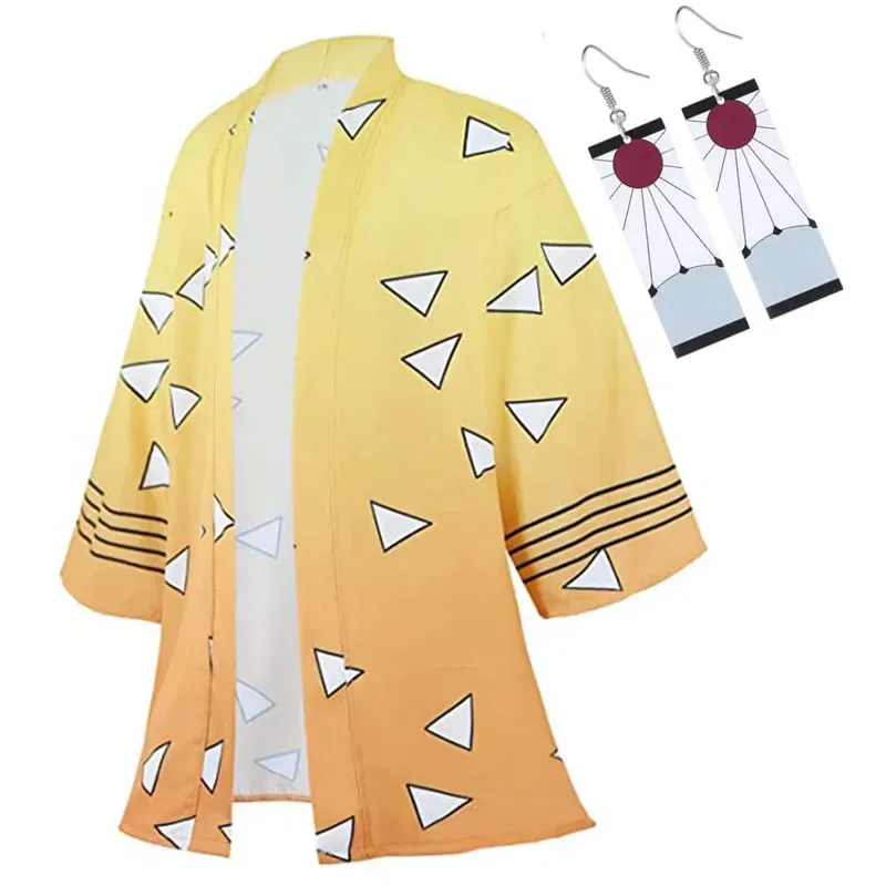 

Demon Slayer Kimetsu No Yaiba Haori Kimono Cosplay Costume Agatsuma Zenitsu Kochou Shinobu Summer Coat Shirt Anime Clothing