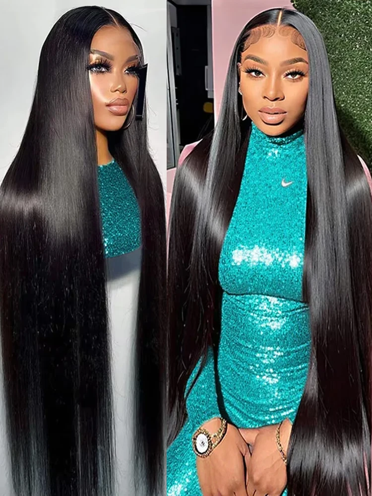 300% الكثافة Hd 13x4 13x6 العظام مستقيم الدانتيل الجبهة خصلات الشعر المستعار الإنسان البرازيلي 40 46 بوصة 360 كامل الدانتيل الباروكات الأمامية للنساء