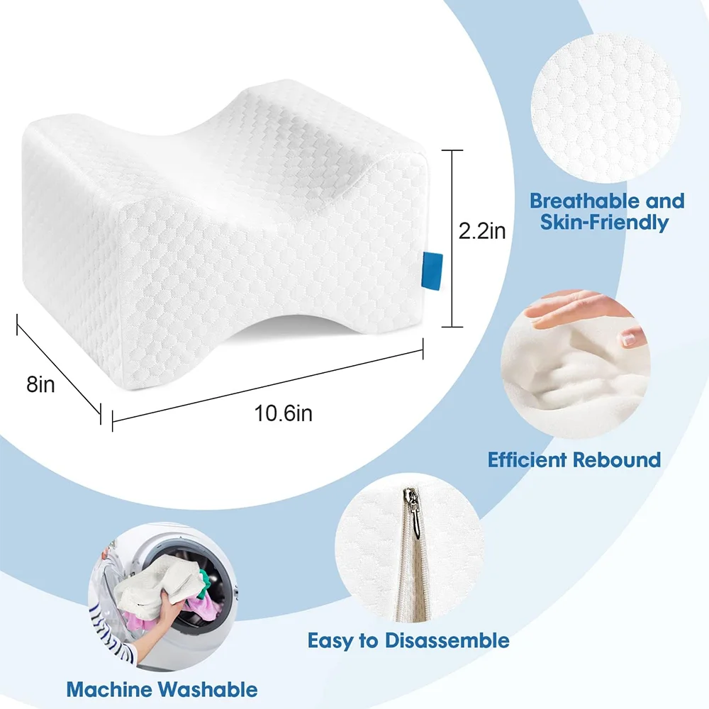 Memory Foam Knee Pillow For Side Sleepers Pregnant Relieve Hip Pressure Improve Sleeping Quality Washable Breathable Cover