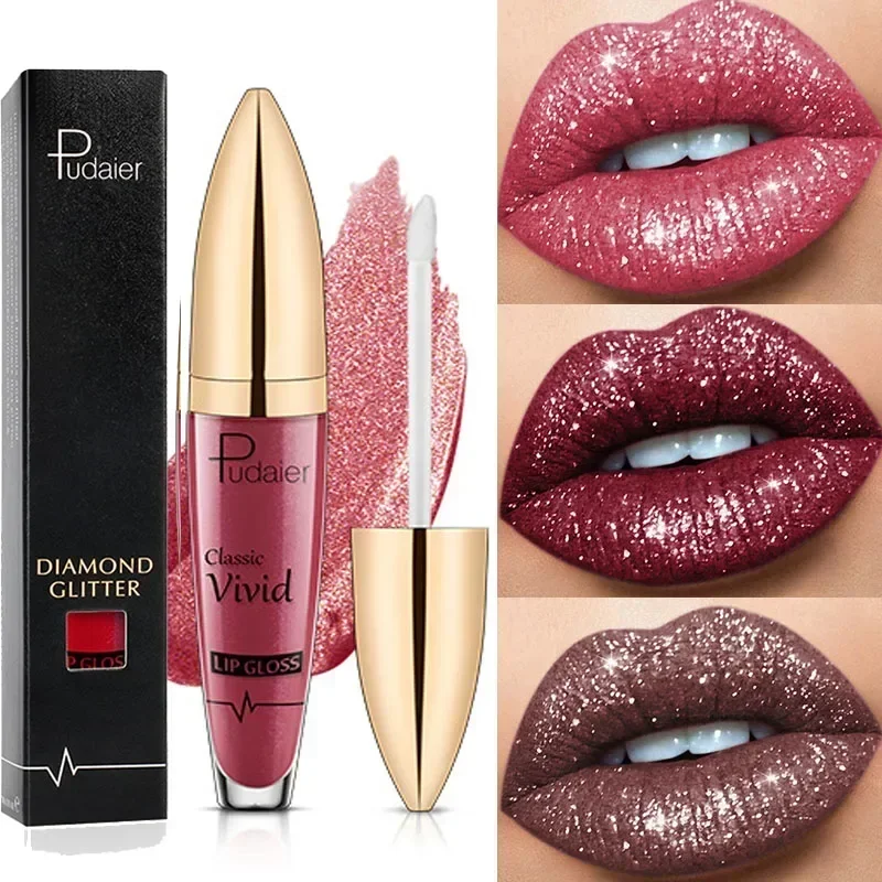 Pintalabios resistente al agua con brillo de diamante, lápiz labial brillante de larga duración, 18 colores, maquillaje de labios