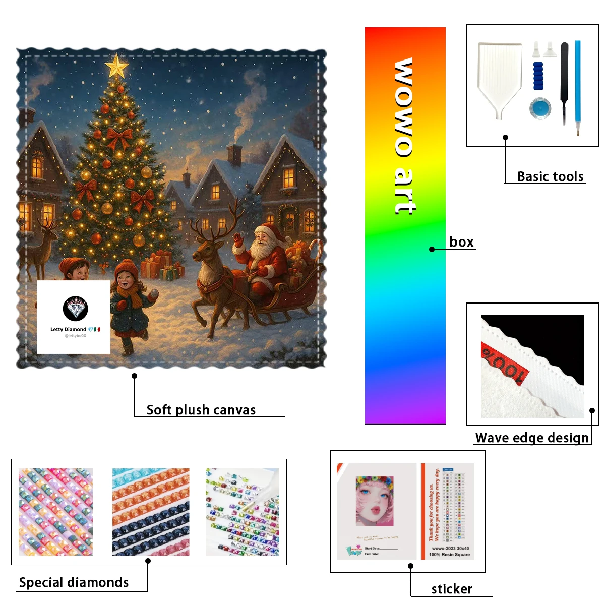 

【Letty Diamond art】Santa Claus passes by the street 100% resin FD+ab+xc Diamond Stamping Kit Perfect Masterpiece worth Buyi