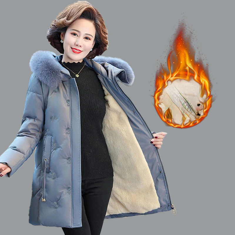 5XL Down Cotton Clothes Jacket Big Fur Collar Solid Color Large Size Loose Winter Coat Hooded  Manteau Femme Hiver Q16