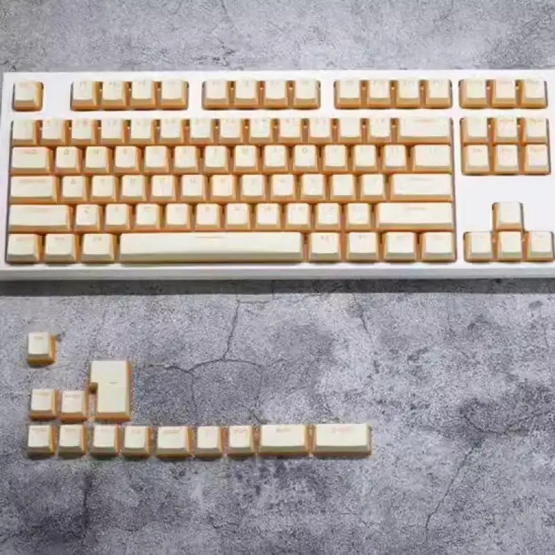 OEM Height Two-Color Cream Opaque Keycaps Fit 64/68/75/87/104 Mechanical Keyboard Key Caps PBT Material Key Caps