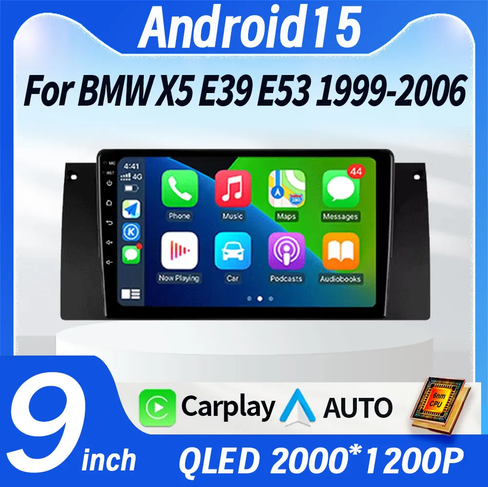 

Автомобильный радиоприемник Android 15 для BMW X5 E39 E53 1999 2000-2006 Carplay Автоматическая навигация Видео DSP 360 Камера Головное устройство BT Стереоплеер
