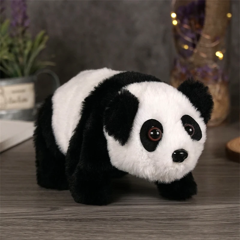 Juguetes de Peluche interactivos electrónicos para mascotas, simulación de Panda para caminar, animales de Peluche interactivos realistas, muñecas de Peluche