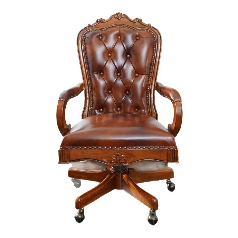 Household lift chair, European American solid wood office swivel chair