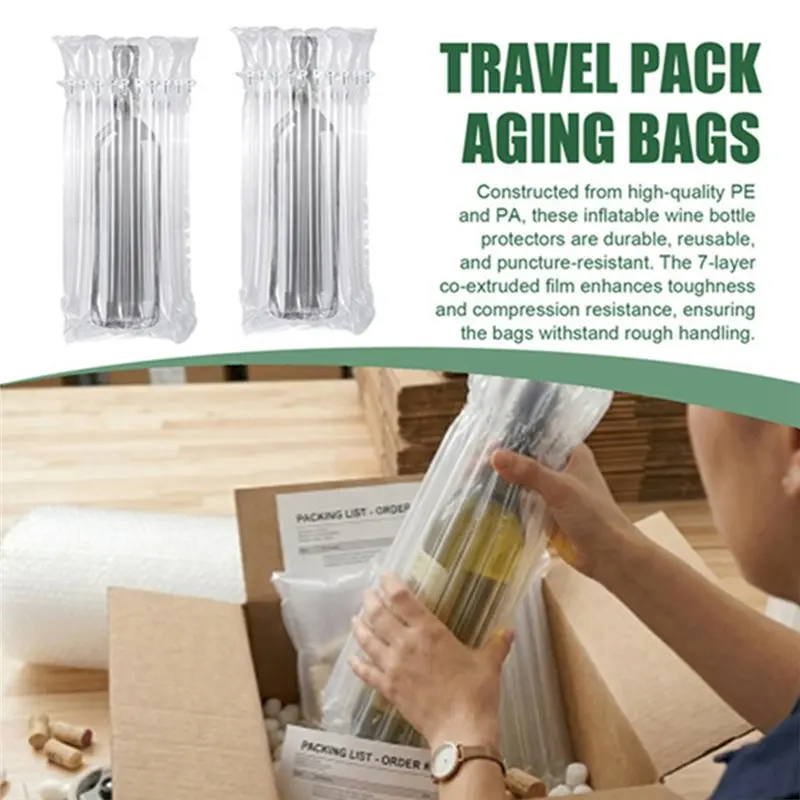 ABDJ-Reusable Air Column Cushion Sleeves 30-Pack Inflatable Wine Bottle Protector Bags For Safe Bottle Transport