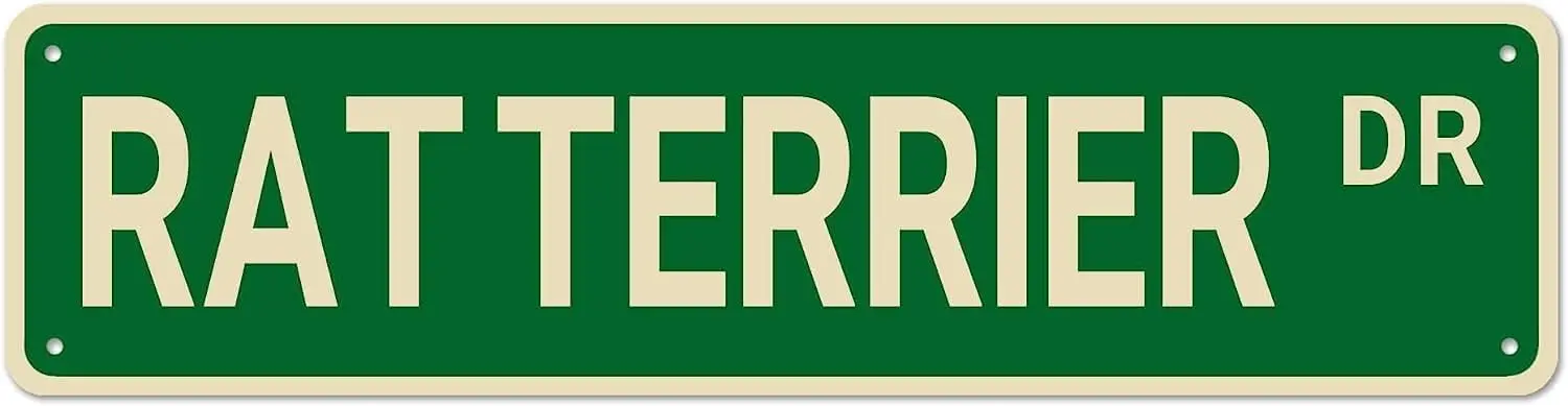 Rat Terrier Dr Street Signs, Rat Terrier Decor Rat Terrier Dog Sign Dog Gift, Funny Wall Decor for Home/Bedroom/Man Cave, Qualit