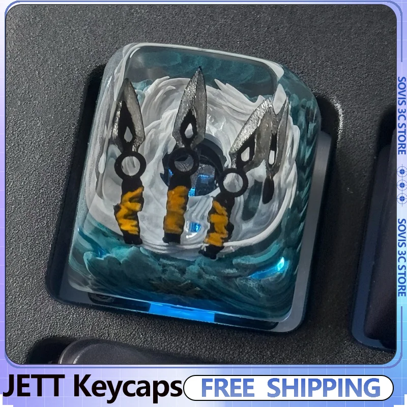 

Колпачки для клавиш Valorant JETT, персонализированные полупрозрачные смоляные колпачки для клавиш ручной работы, колпачки для механической клавиатуры MX, игровые подарки «сделай сам»