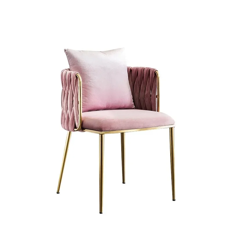 Light luxury gold Internet celebrity dining chair ins style restaurant cafe flannel soft bag chair, hotel negotiation armchair
