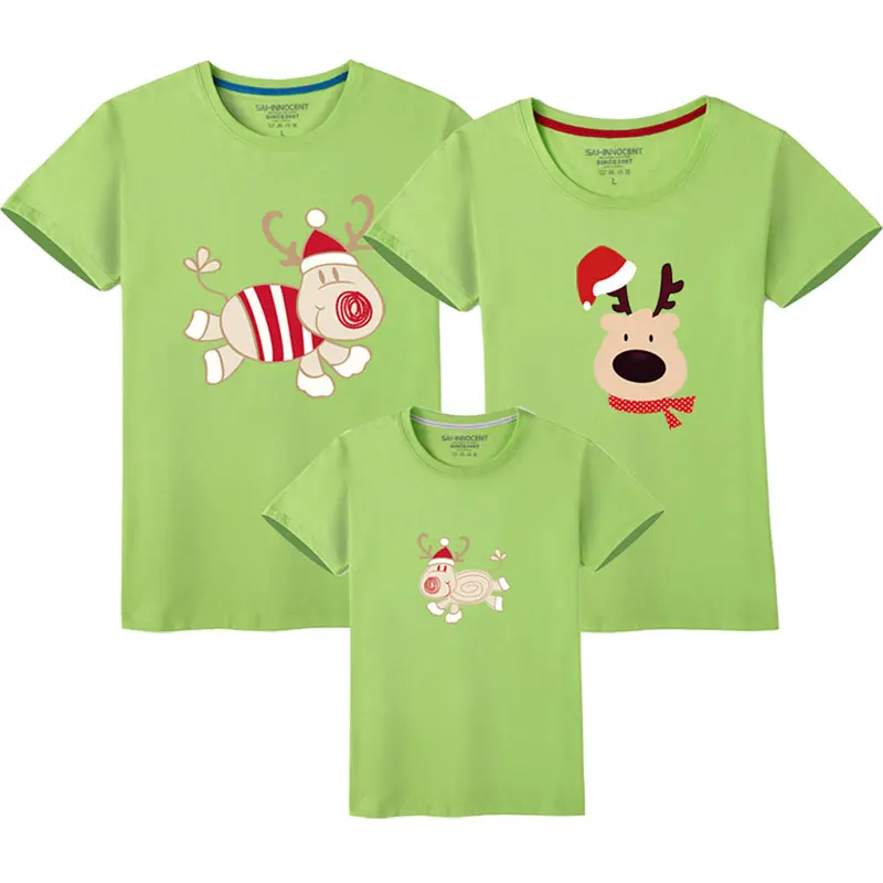 Family Look Clothes Christmas Family Matching Outfits Father Son T Shirt Mother Daughter Short Sleeve Dad Mom Baby Family Suit