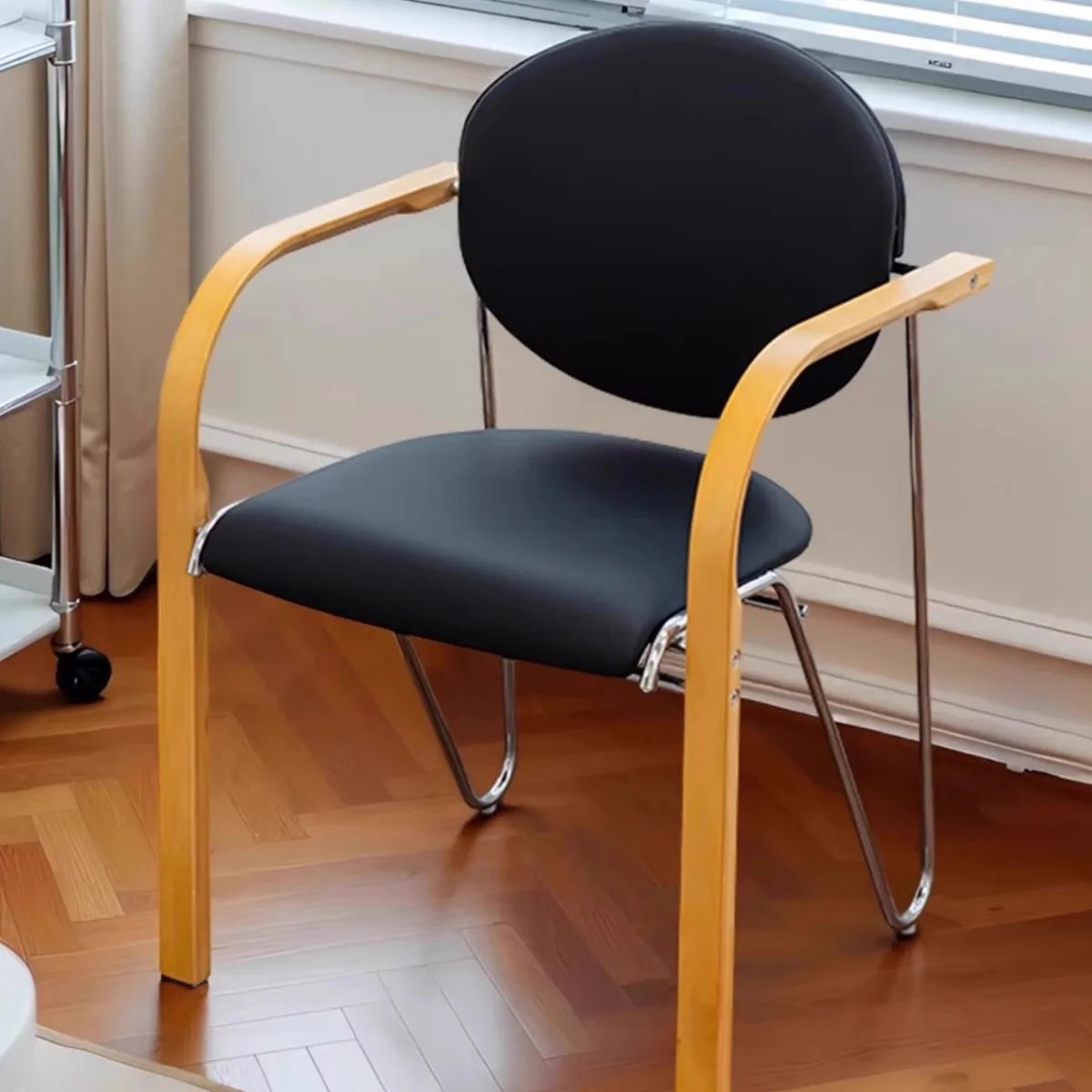 

Nordic simple modern medieval dining chair designer coffee chair home restaurant armrest back retro leisure