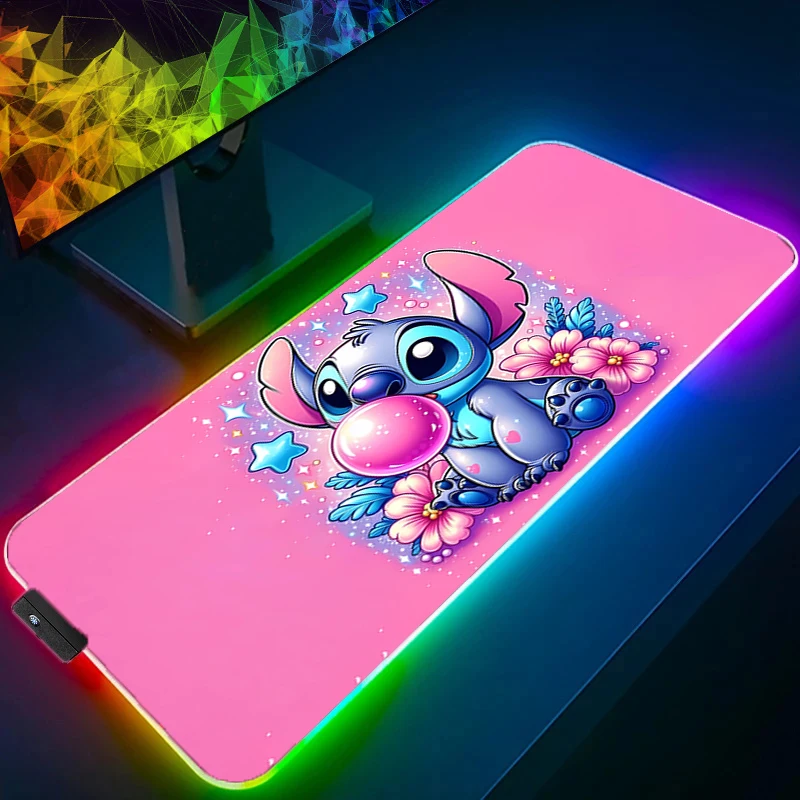 Anime RGB Pad Mouse S-stitch Backlight HD Print Computer Gamer Locking Edge LED Mousepad XXL 900x400 Keyboard PC Mice Mats Pad